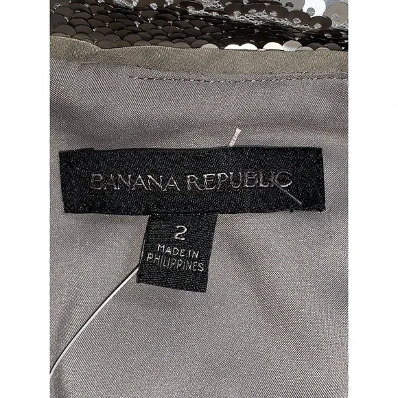 BANANA REPUBLIC Strappy Sequin SILVER Dress Size 2 NEW - Picture 6 of 6